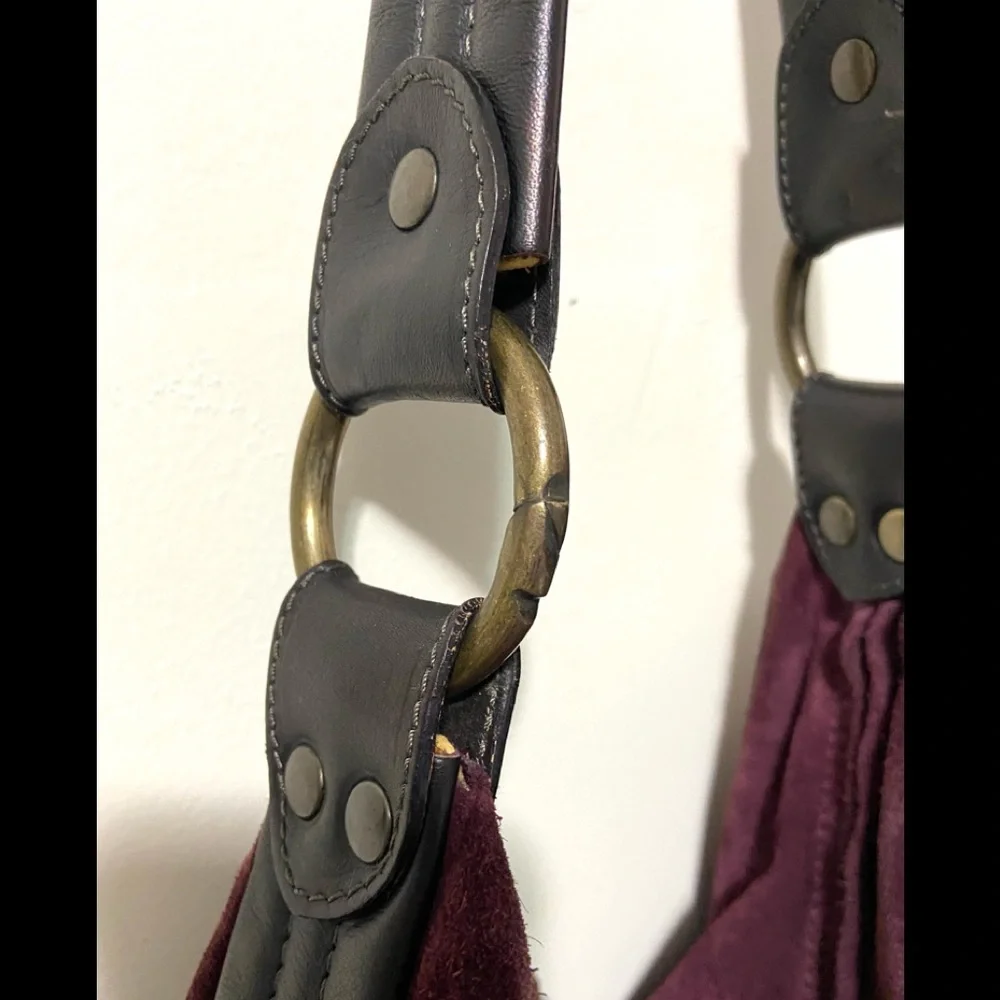 Maurizio Taiuti Italian Leather Shoulder Bag Wine Plum Color - Picture 6 of 14